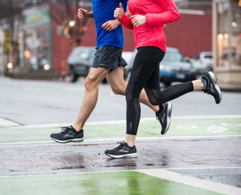 couple running in cold