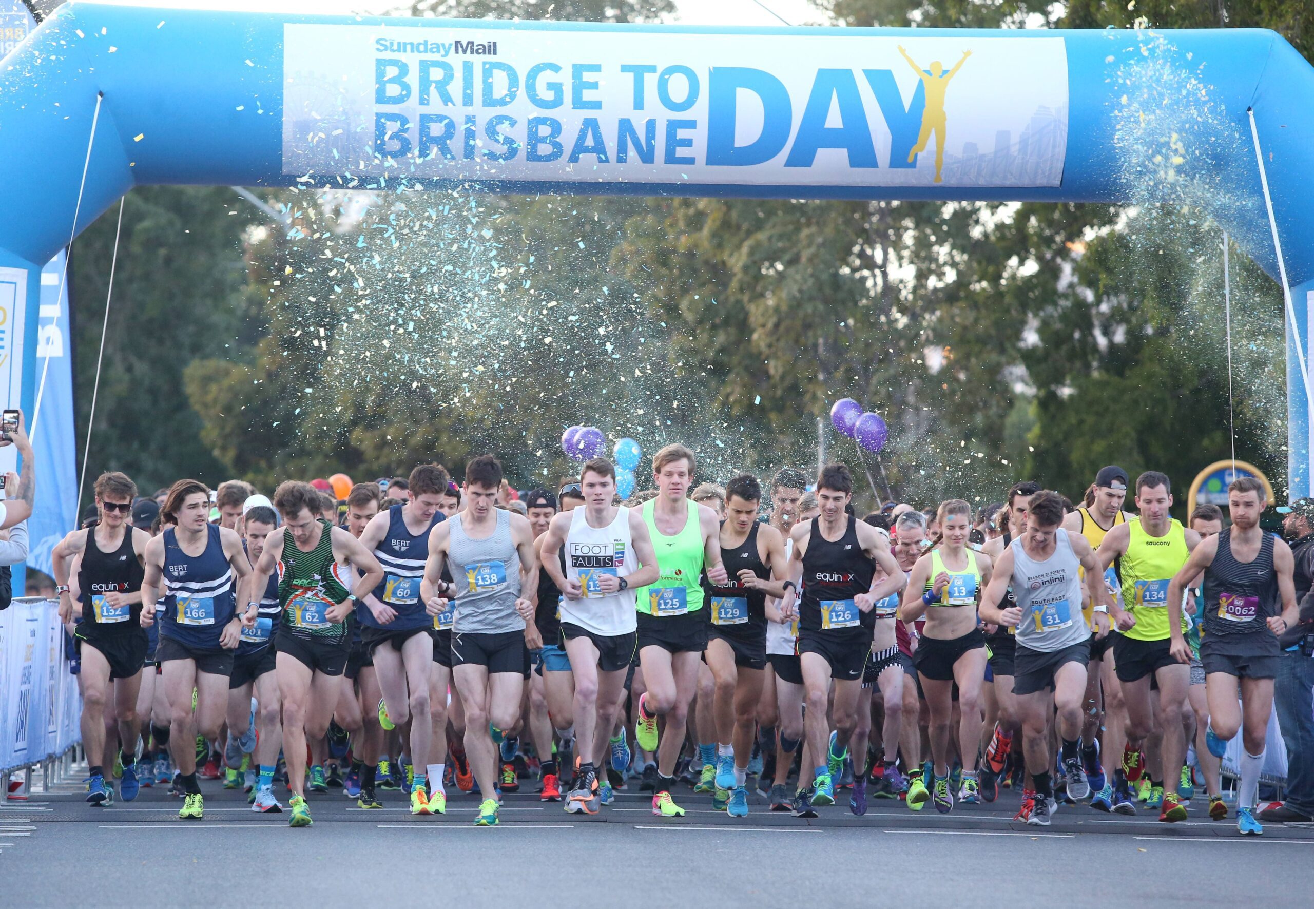 Runners at start line for Sunday Mail Bridge to Brisbane 2017.